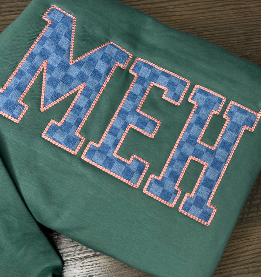 Meh with Denim Applique