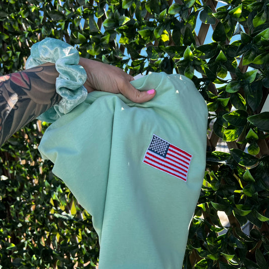 Small Mint American Flag T-Shirt