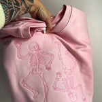 Skeleton Social Pink Monochrome Crewneck