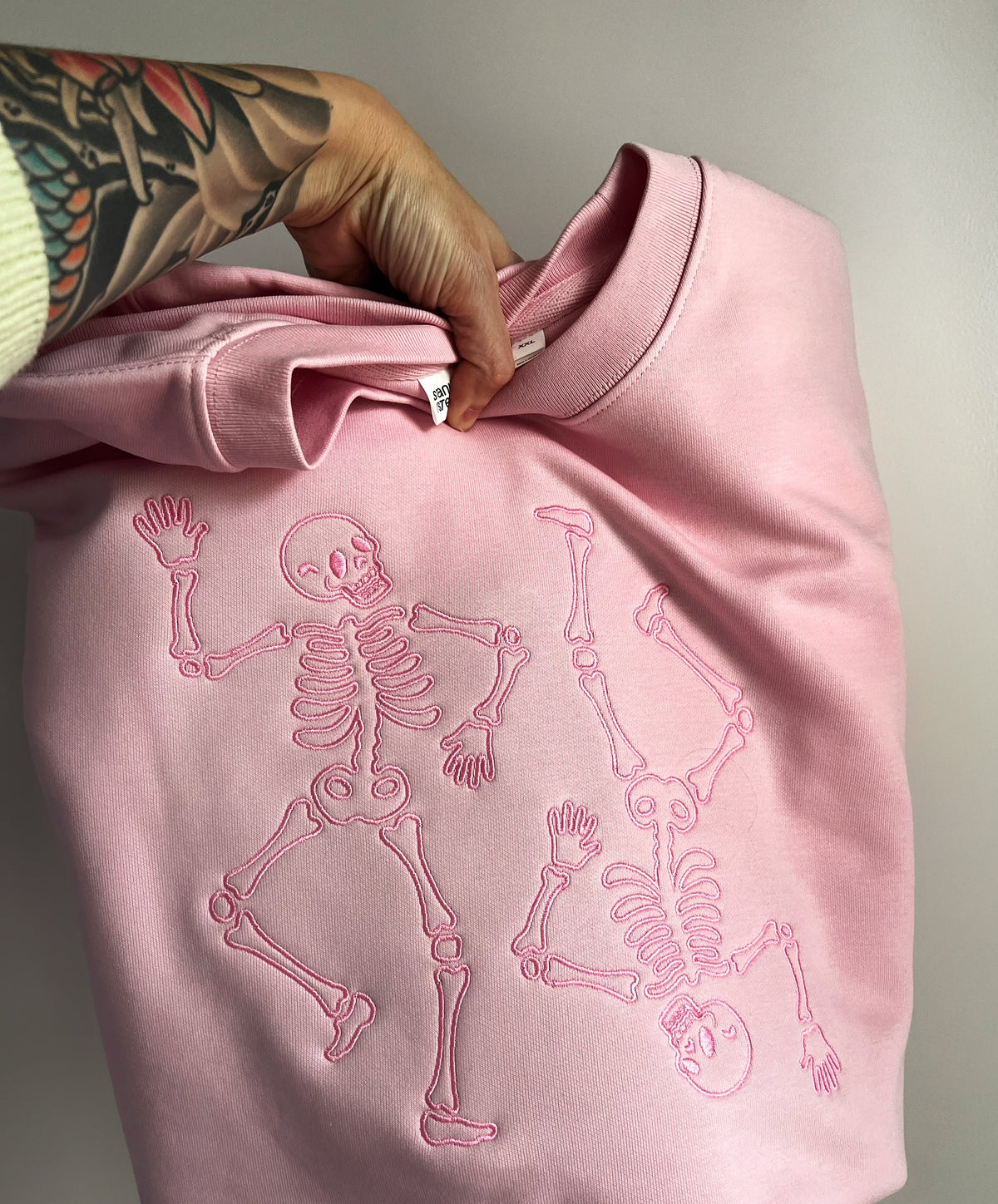 Skeleton Social Pink Monochrome Crewneck
